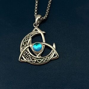Celtic Knot Necklace with Blue Accent
